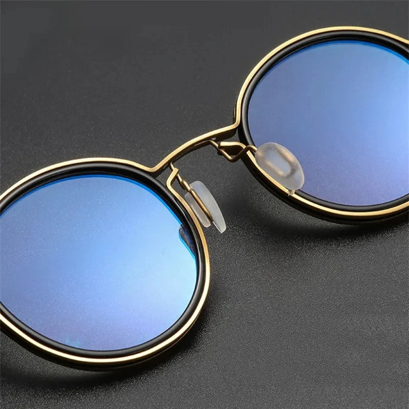 Óculos de Leitura Masculinos Luxuosos – Armação Redonda, Lentes Transparentes, Antiluz Azul, Óculos de Leitura Masculinos e Femininos, Armação de Metal – Novidade