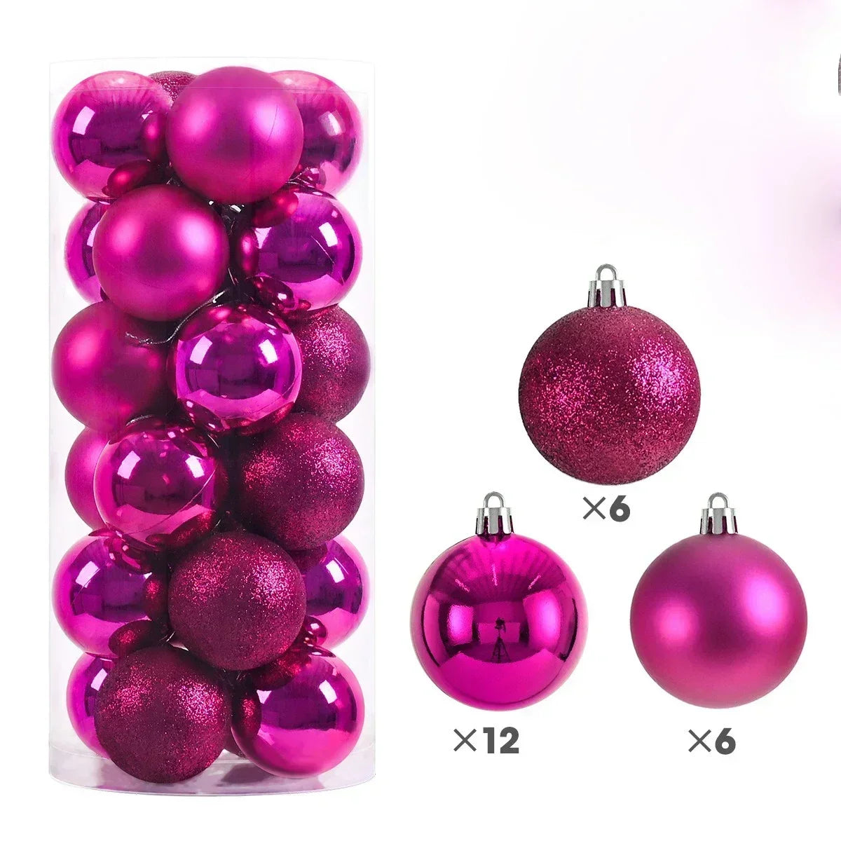 24 peças Bolas de Natal 3/4/6CM Bola Grande Enfeite para Árvore de Natal Pendentes para Decoração de Festa Acessório de Presentes de Natal Ano Novo 2025