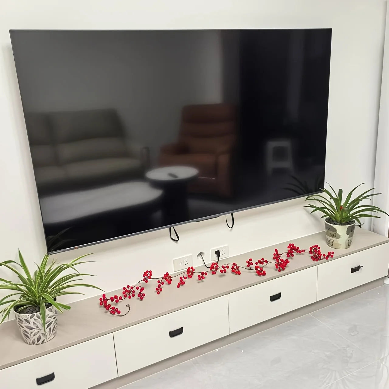 1 peça de Videira Artificial de Cranberry 190 cm – Natal – Adequada para Mesa de Jantar, Celebração de Ano Novo, Decoração de Festa de Noivado