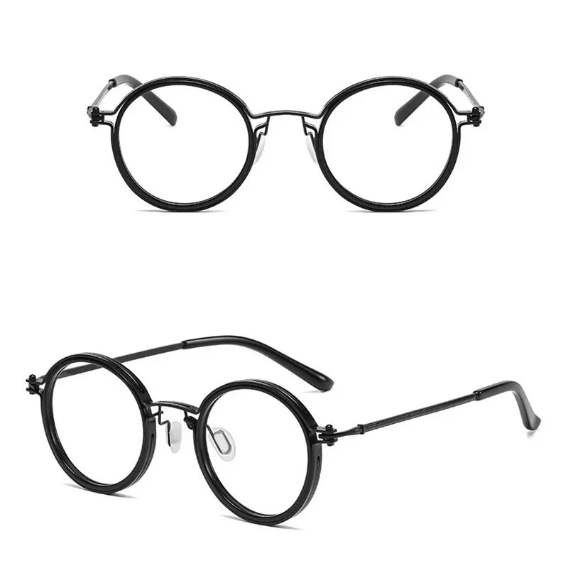 Óculos de Leitura Masculinos Luxuosos – Armação Redonda, Lentes Transparentes, Antiluz Azul, Óculos de Leitura Masculinos e Femininos, Armação de Metal – Novidade