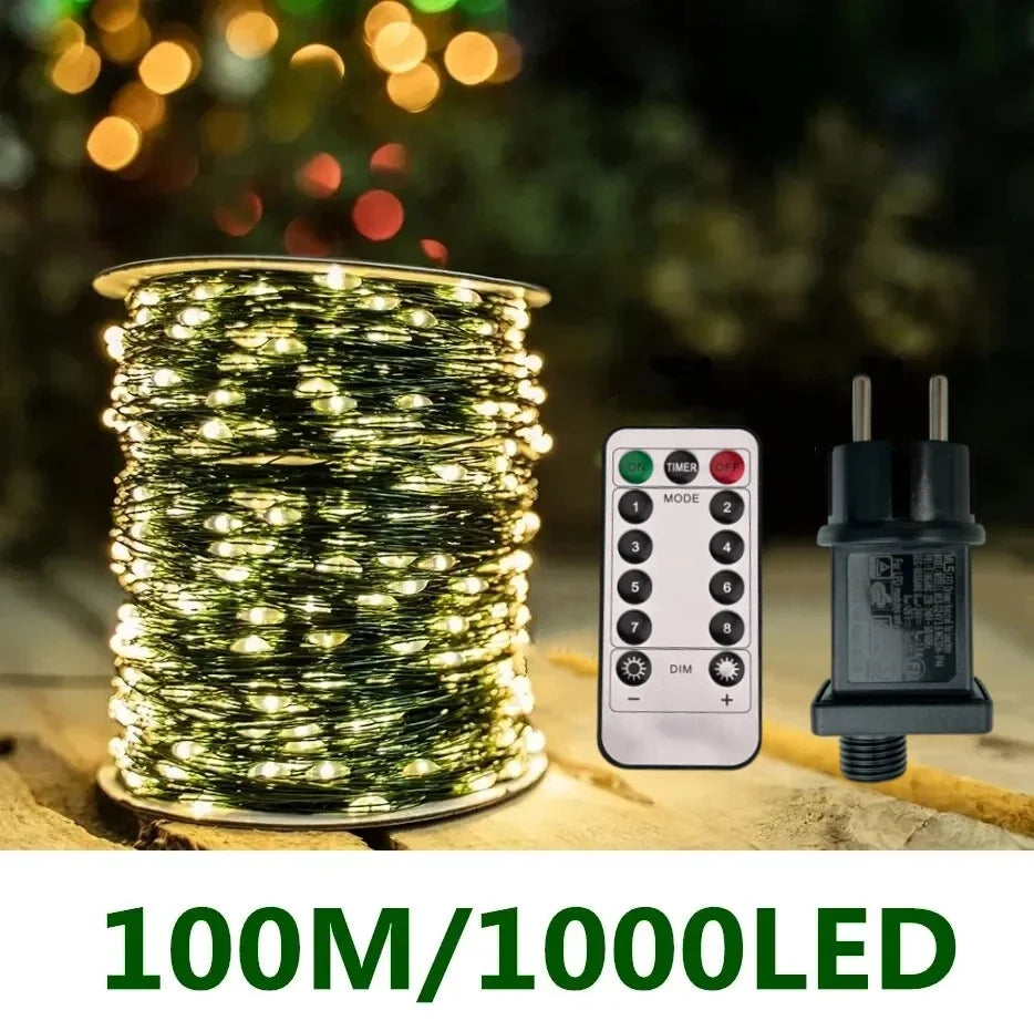 Cortina de Luzes LED 100m – Fio Verde | Decoração Natalina e Festas