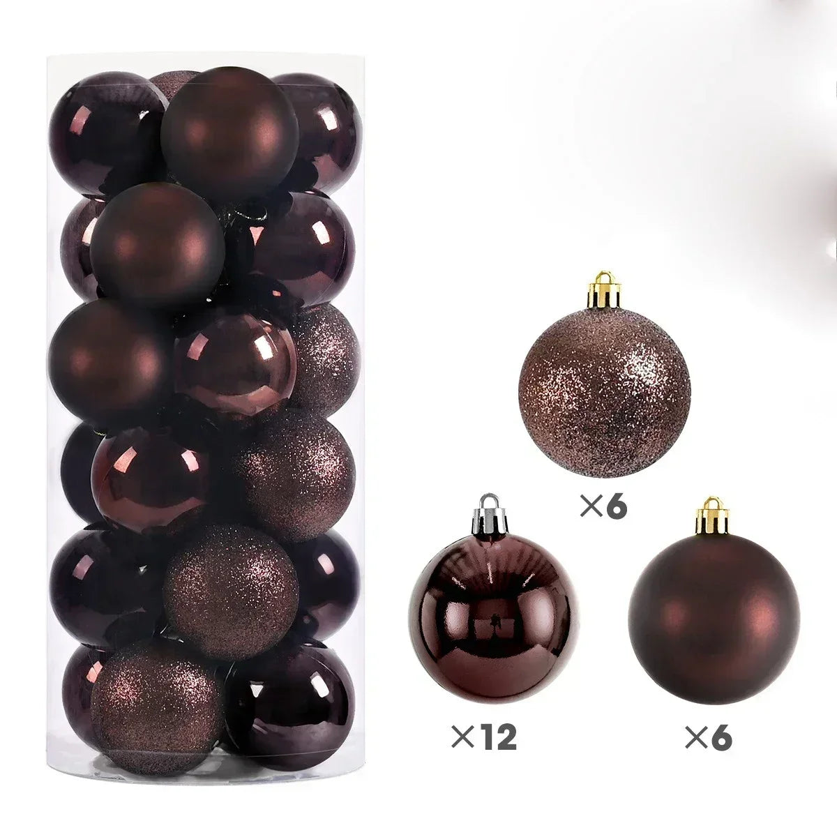 24 peças Bolas de Natal 3/4/6CM Bola Grande Enfeite para Árvore de Natal Pendentes para Decoração de Festa Acessório de Presentes de Natal Ano Novo 2025