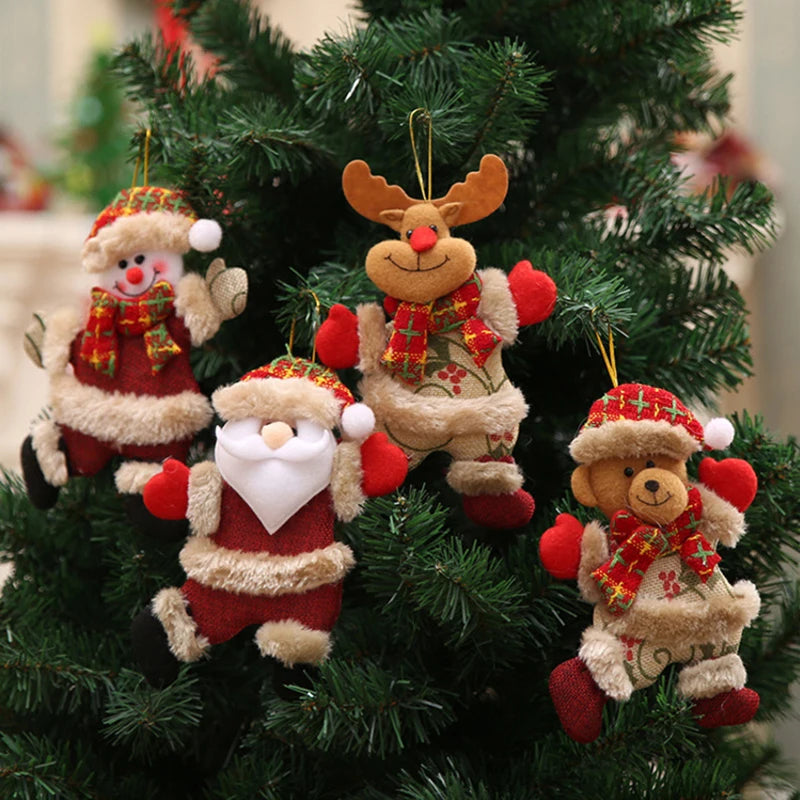 4 peças Enfeites de “Merry Christmas” – Presente de Natal DIY, Papai Noel, Boneco de Neve, Pingente para Árvore, Boneco Decorativo para Pendurar, Decoração para Casa, Natal e Ano Novo