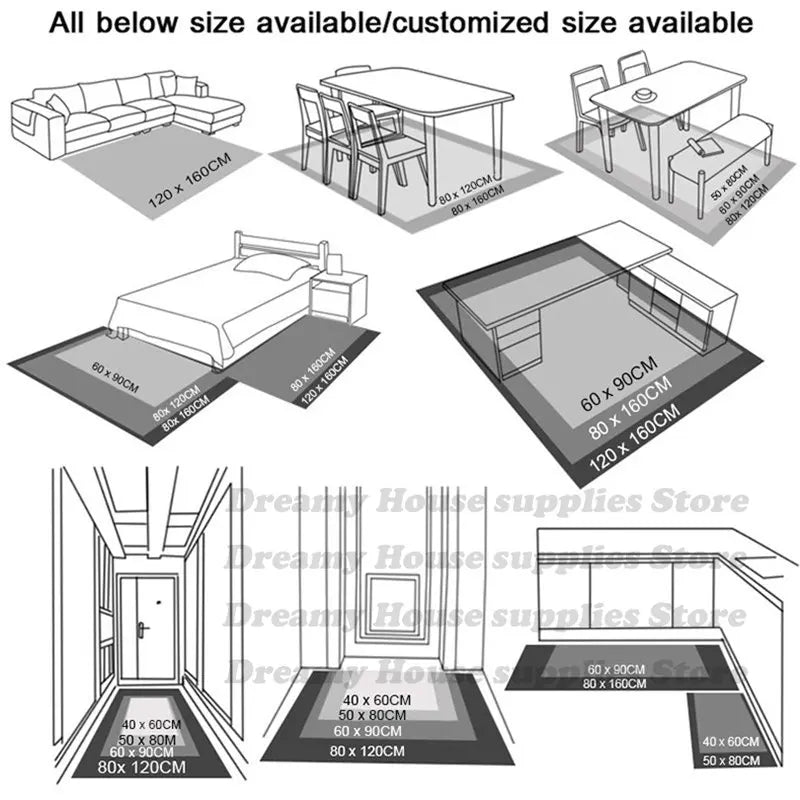 Tapete retangular moderno para quarto ou escritório, com estampa geométrica. Decoração para dormitório, antiderrapante, ideal para sala de estar. Carpete impresso de luxo para áreas internas