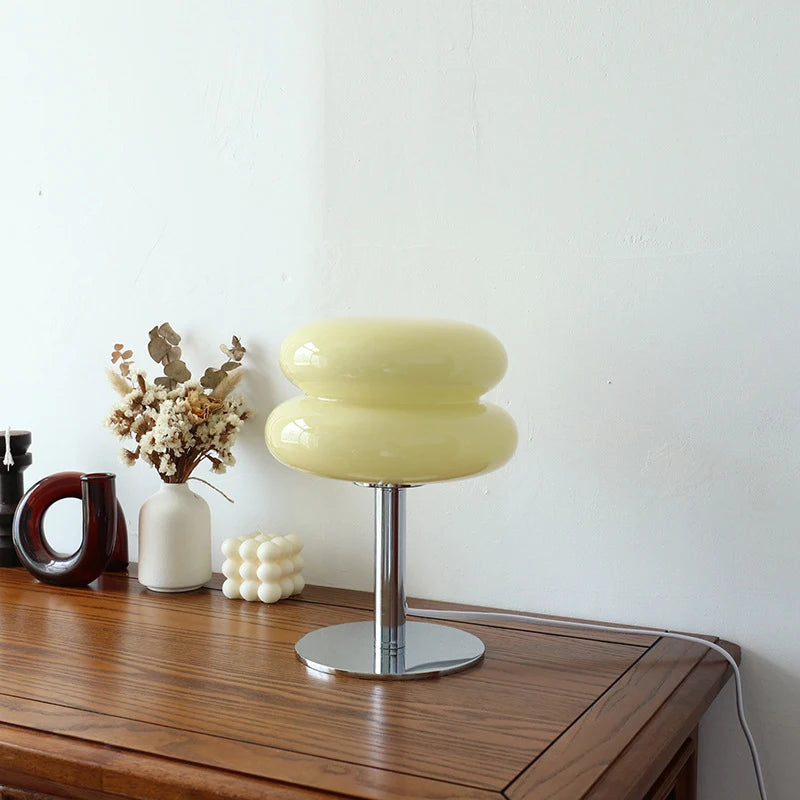 Abajur de Vidro Macaron com Três Níveis de Iluminação Luminária de atmosfera para sala de estar — luz noturna com proteção para os olhos, ideal para decoração de quarto feminino e mesa de cabeceira