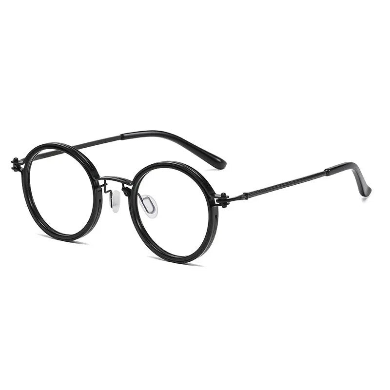 Óculos de Leitura Masculinos Luxuosos – Armação Redonda, Lentes Transparentes, Antiluz Azul, Óculos de Leitura Masculinos e Femininos, Armação de Metal – Novidade