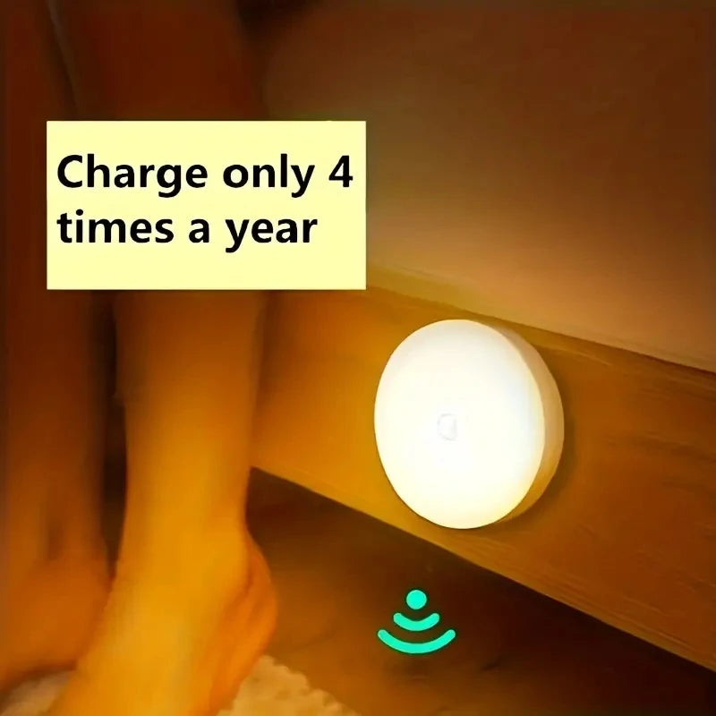 Luminária Noturna com Sensor de Movimento (1 peça) Lâmpada LED sem fio com detector de presença — ideal para quarto, escada, closet e decoração de ambientes.