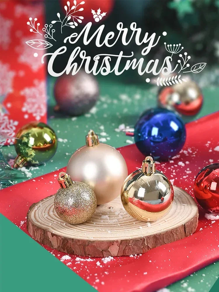 24 peças Bolas de Natal 3/4/6CM Bola Grande Enfeite para Árvore de Natal Pendentes para Decoração de Festa Acessório de Presentes de Natal Ano Novo 2025