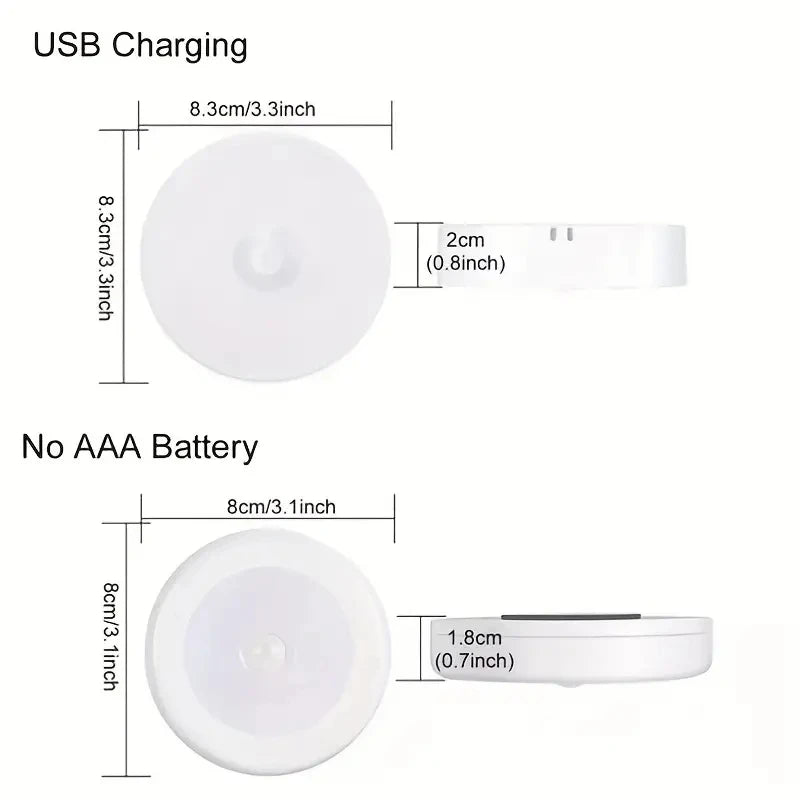 Luminária Noturna com Sensor de Movimento (1 peça) Lâmpada LED sem fio com detector de presença — ideal para quarto, escada, closet e decoração de ambientes.