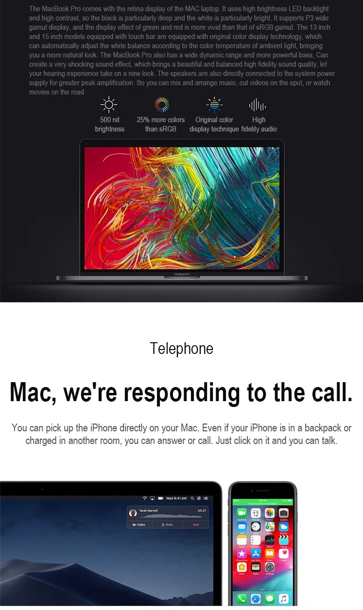 MacBook Pro 2016 i7 16 GB de RAM 15,4 polegadas 256 GB/512 GB SSD Touch Bar Touch ID Original e Autêntico Laptop MacBook Pro i7 com Wi-Fi + Bluetooth