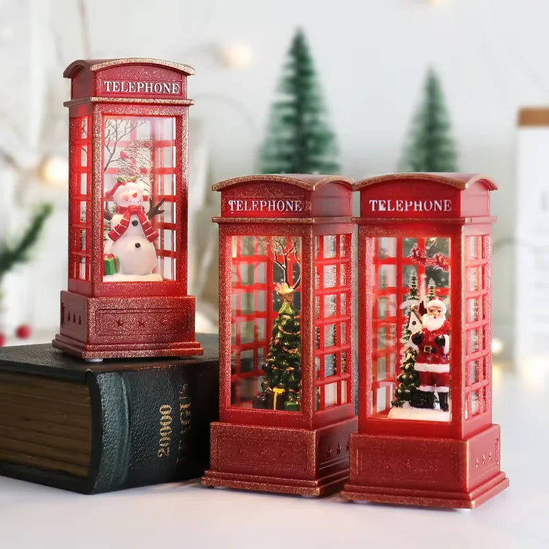 Decorações de Natal para Mesa Cabines Telefônicas Iluminadas Luzes de Natal Cabines Telefônicas Luzes de Vento Luzes de Cristal Presentes