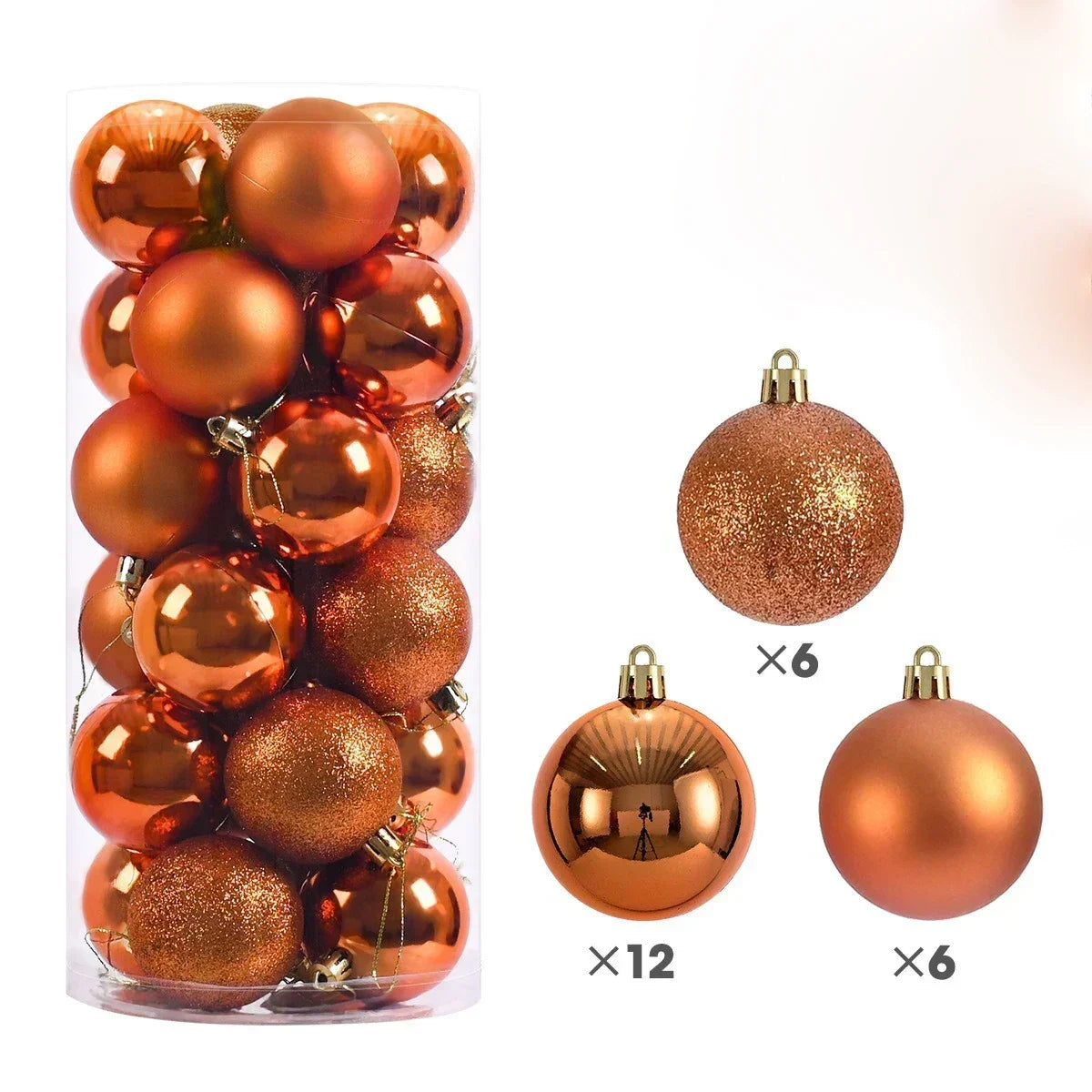 24 peças Bolas de Natal 3/4/6CM Bola Grande Enfeite para Árvore de Natal Pendentes para Decoração de Festa Acessório de Presentes de Natal Ano Novo 2025