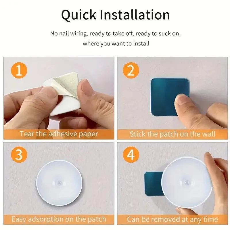 Luminária Noturna com Sensor de Movimento (1 peça) Lâmpada LED sem fio com detector de presença — ideal para quarto, escada, closet e decoração de ambientes.