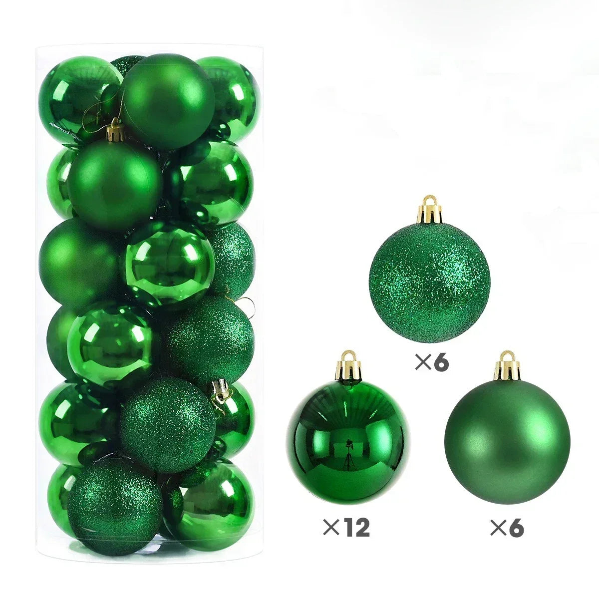 24 peças Bolas de Natal 3/4/6CM Bola Grande Enfeite para Árvore de Natal Pendentes para Decoração de Festa Acessório de Presentes de Natal Ano Novo 2025
