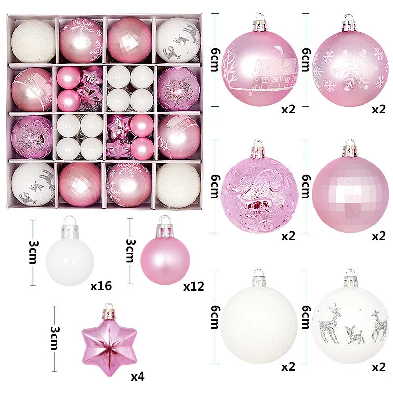 44 peças – Bolas de Natal 3/6 cm – Decoração para Árvore de Natal, enfeites para decoração da casa, Halloween, Ano Novo, Navidad – Pingentes e acessórios de bolas decorativas