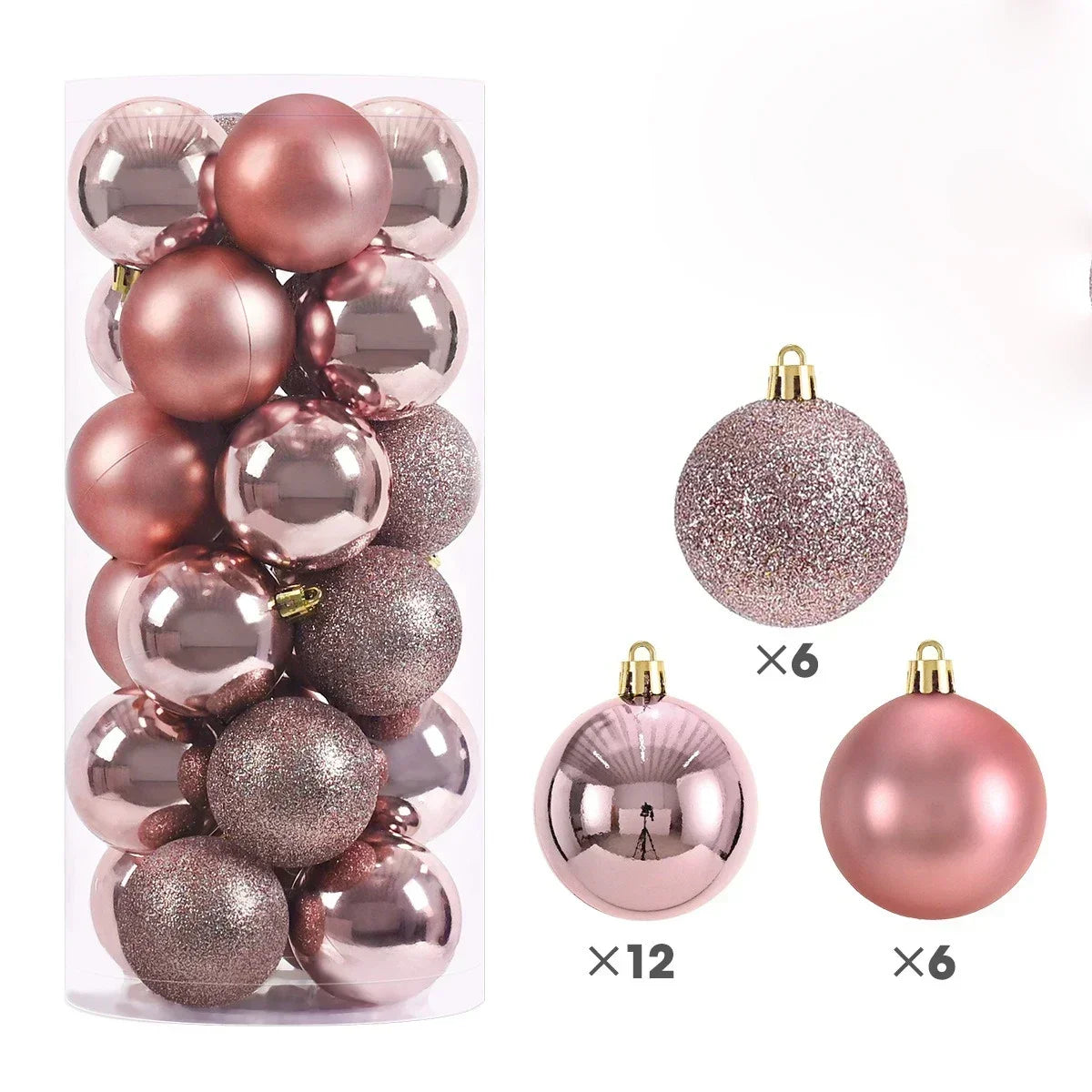 24 peças Bolas de Natal 3/4/6CM Bola Grande Enfeite para Árvore de Natal Pendentes para Decoração de Festa Acessório de Presentes de Natal Ano Novo 2025