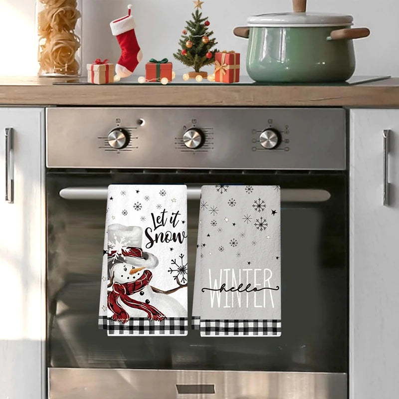 2 peças Toalhas de Cozinha de Natal – Toalhas de Mão Estilo Buffalo Plaid, Decoração de Natal para Casa 2025, Toalhas de Prato Navidad Noel, Presentes