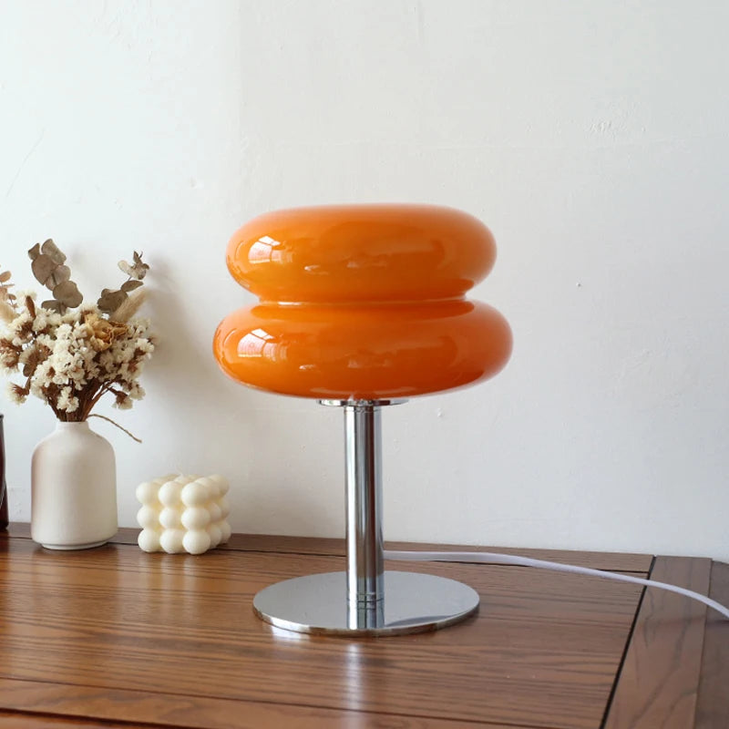 Abajur de Vidro Macaron com Três Níveis de Iluminação Luminária de atmosfera para sala de estar — luz noturna com proteção para os olhos, ideal para decoração de quarto feminino e mesa de cabeceira