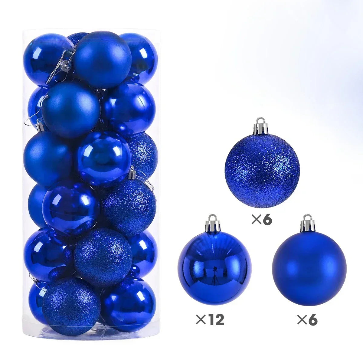 24 peças Bolas de Natal 3/4/6CM Bola Grande Enfeite para Árvore de Natal Pendentes para Decoração de Festa Acessório de Presentes de Natal Ano Novo 2025
