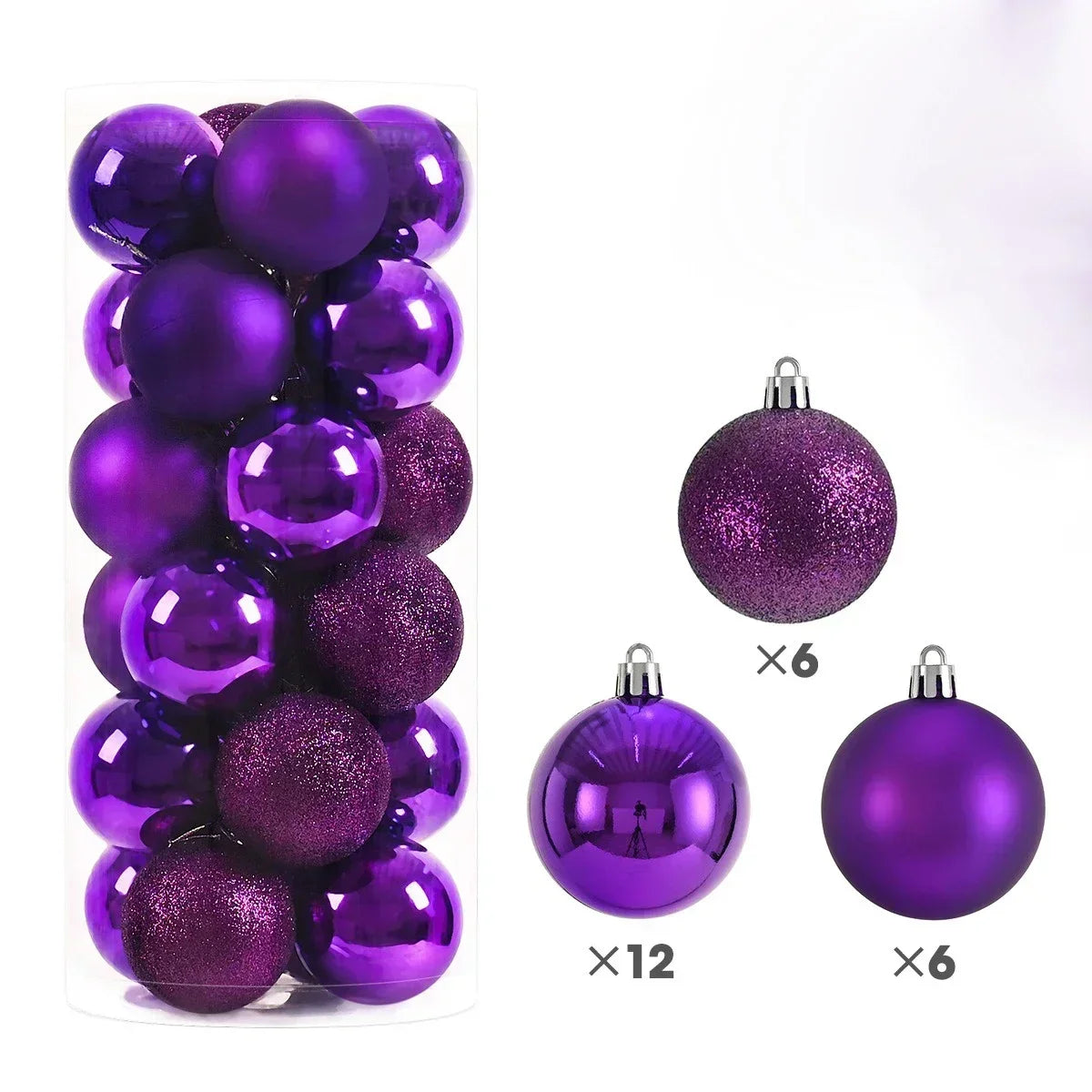 24 peças Bolas de Natal 3/4/6CM Bola Grande Enfeite para Árvore de Natal Pendentes para Decoração de Festa Acessório de Presentes de Natal Ano Novo 2025