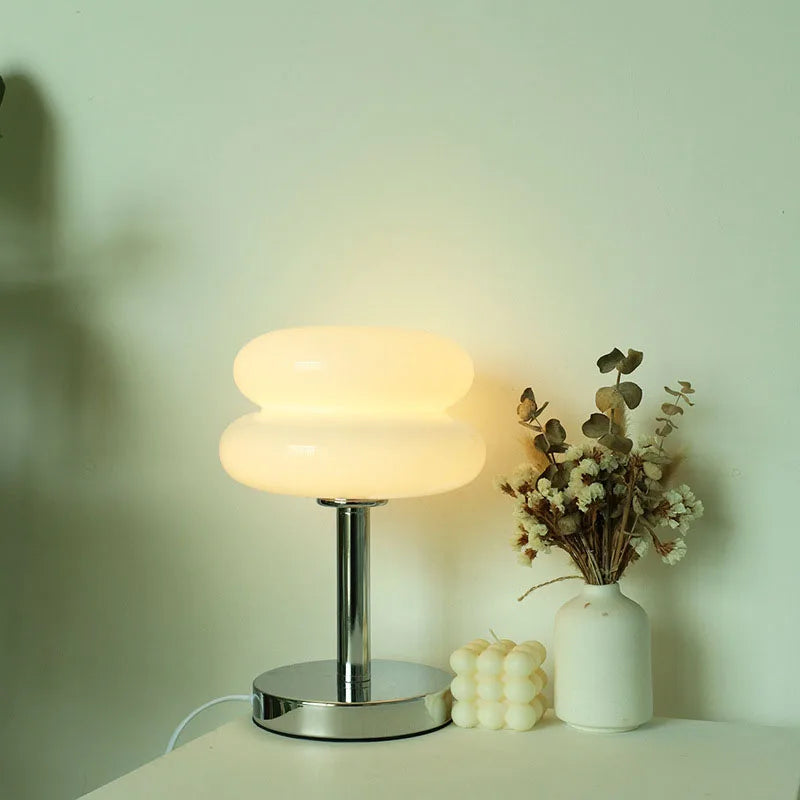 Abajur de Vidro Macaron com Três Níveis de Iluminação Luminária de atmosfera para sala de estar — luz noturna com proteção para os olhos, ideal para decoração de quarto feminino e mesa de cabeceira