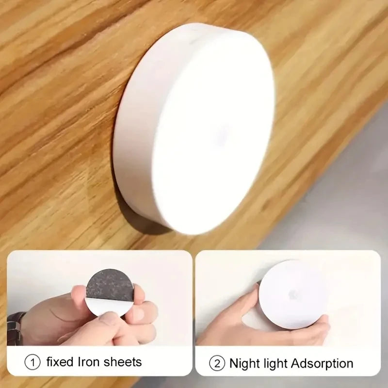 Luminária Noturna com Sensor de Movimento (1 peça) Lâmpada LED sem fio com detector de presença — ideal para quarto, escada, closet e decoração de ambientes.