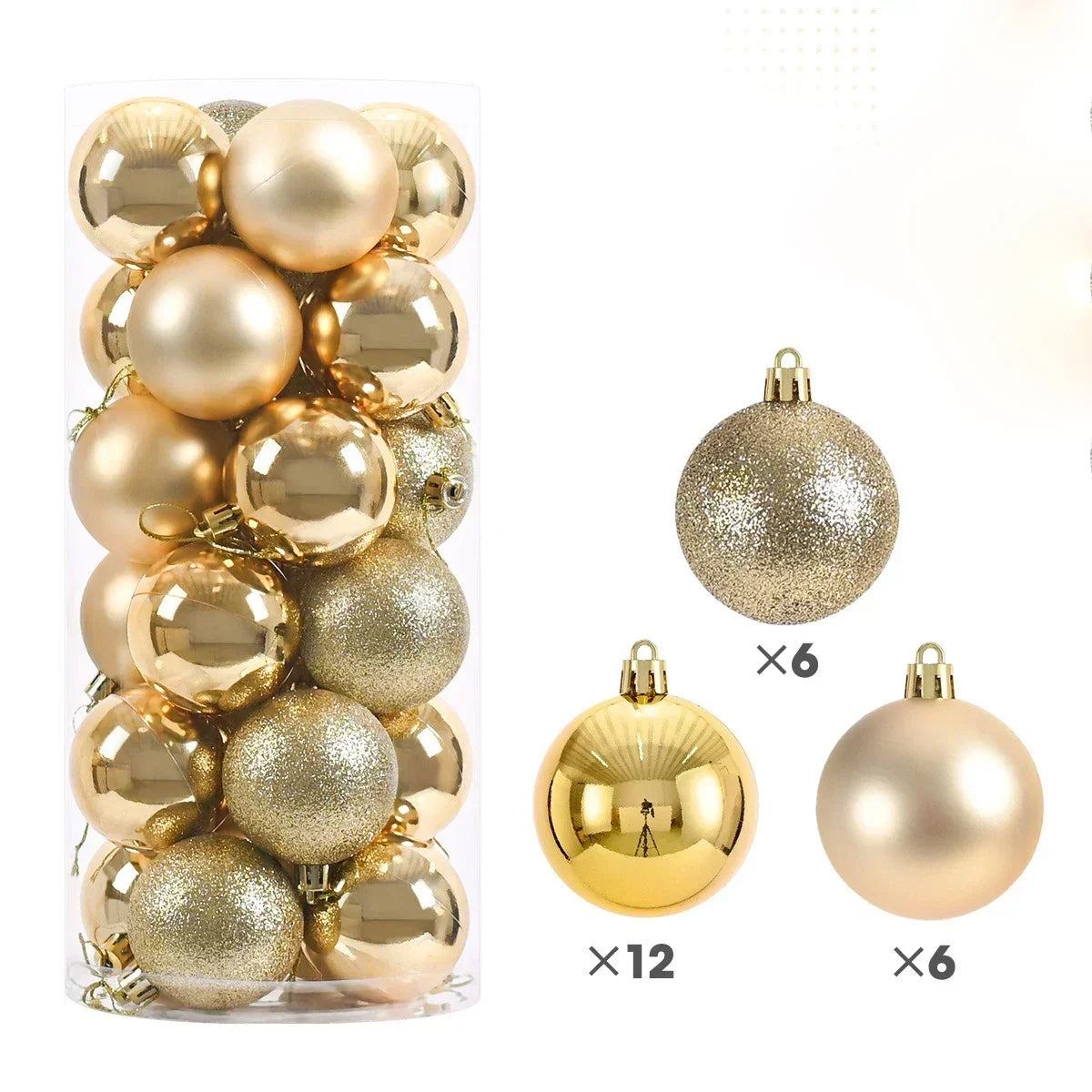 24 peças Bolas de Natal 3/4/6CM Bola Grande Enfeite para Árvore de Natal Pendentes para Decoração de Festa Acessório de Presentes de Natal Ano Novo 2025