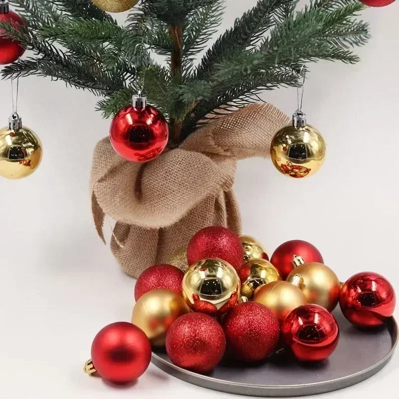 24 peças Bolas de Natal 3/4/6CM Bola Grande Enfeite para Árvore de Natal Pendentes para Decoração de Festa Acessório de Presentes de Natal Ano Novo 2025