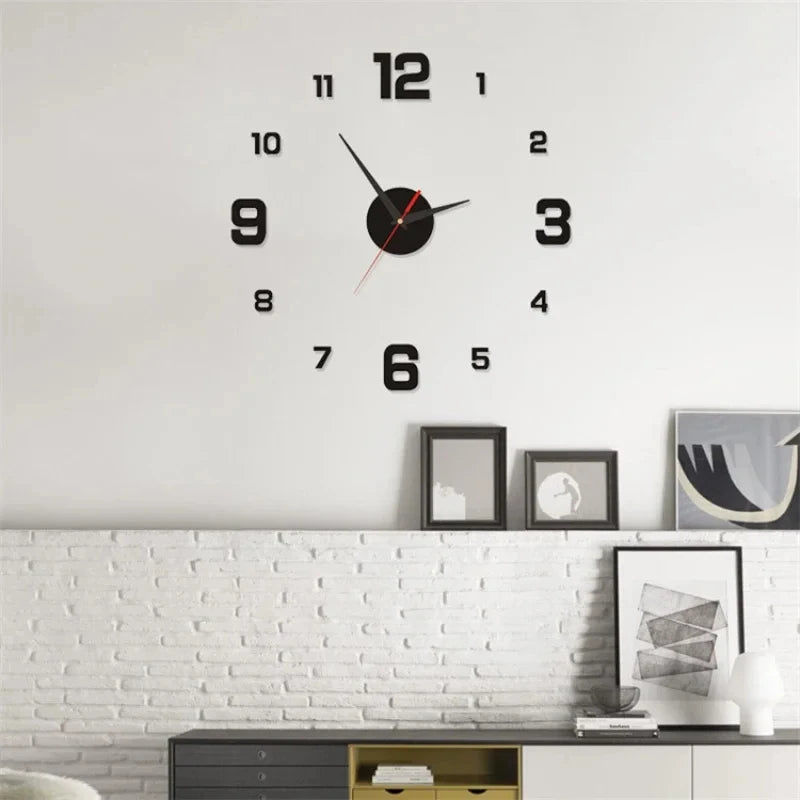 Relógio criativo minimalista luminoso sem moldura, silencioso, de parede, sem furo, para sala de estar e quarto
