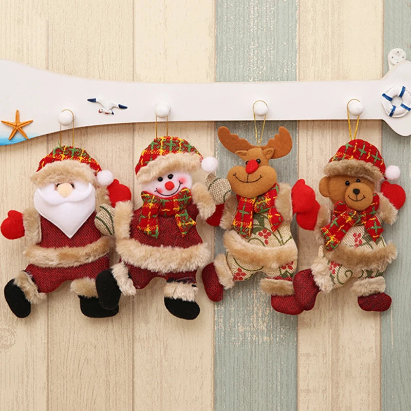 4 peças Enfeites de “Merry Christmas” – Presente de Natal DIY, Papai Noel, Boneco de Neve, Pingente para Árvore, Boneco Decorativo para Pendurar, Decoração para Casa, Natal e Ano Novo