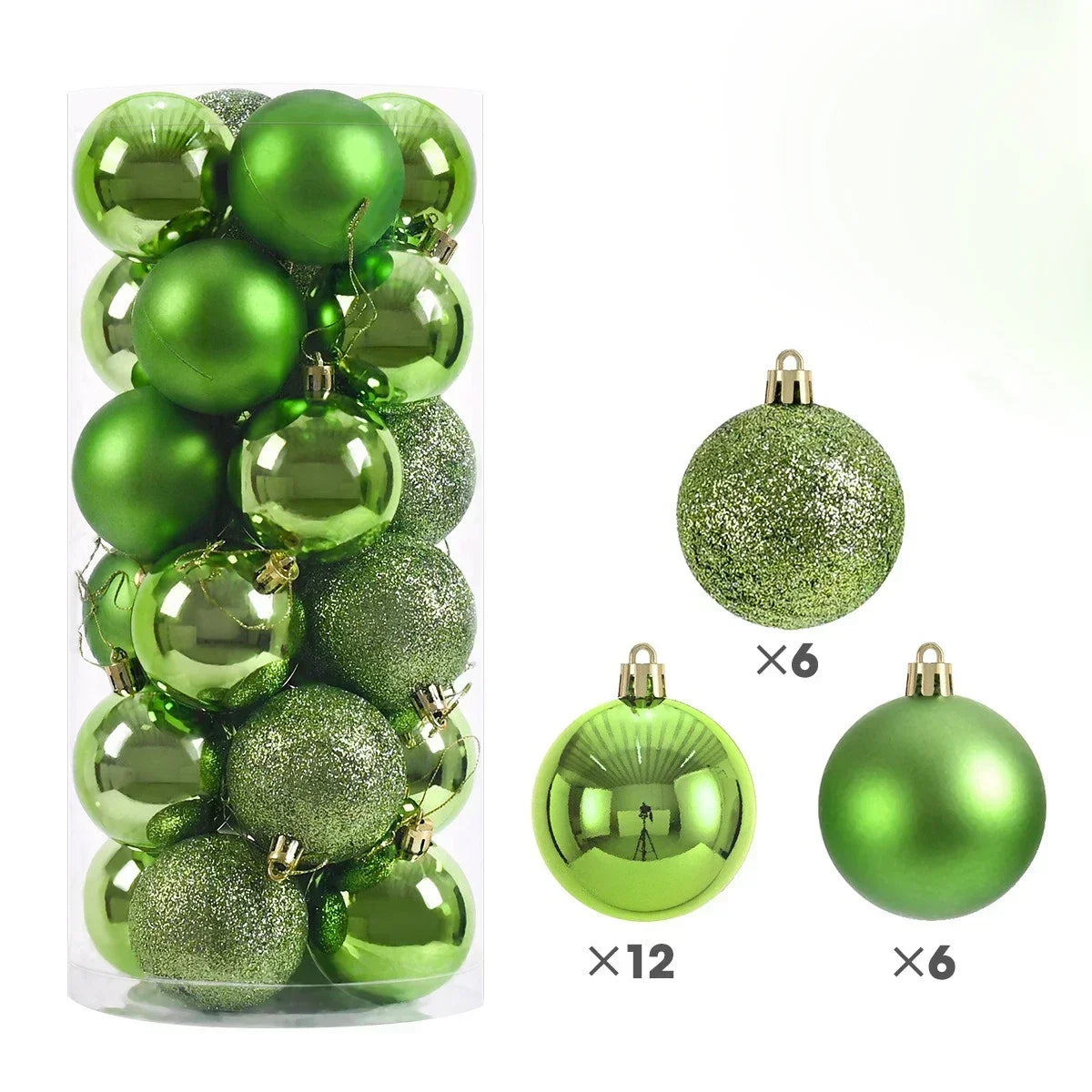 24 peças Bolas de Natal 3/4/6CM Bola Grande Enfeite para Árvore de Natal Pendentes para Decoração de Festa Acessório de Presentes de Natal Ano Novo 2025