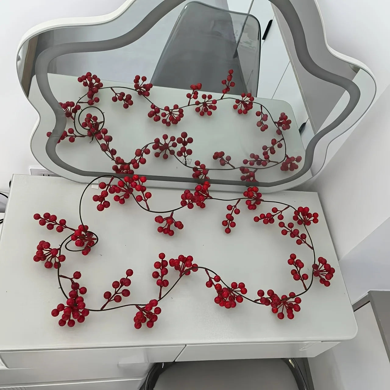 1 peça de Videira Artificial de Cranberry 190 cm – Natal – Adequada para Mesa de Jantar, Celebração de Ano Novo, Decoração de Festa de Noivado