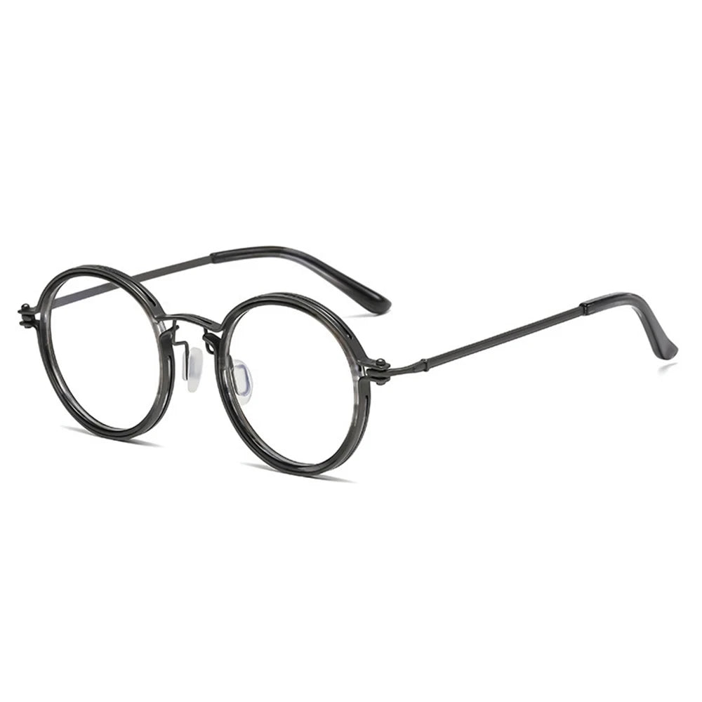 Óculos de Leitura Masculinos Luxuosos – Armação Redonda, Lentes Transparentes, Antiluz Azul, Óculos de Leitura Masculinos e Femininos, Armação de Metal – Novidade
