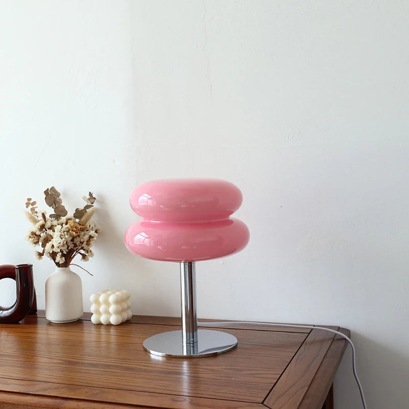 Abajur de Vidro Macaron com Três Níveis de Iluminação Luminária de atmosfera para sala de estar — luz noturna com proteção para os olhos, ideal para decoração de quarto feminino e mesa de cabeceira