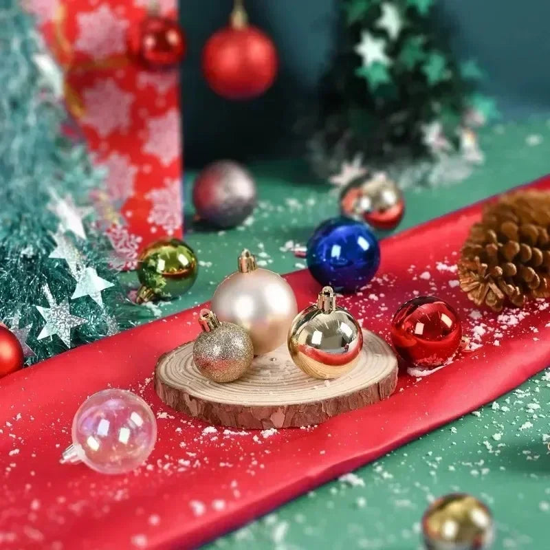 24 peças Bolas de Natal 3/4/6CM Bola Grande Enfeite para Árvore de Natal Pendentes para Decoração de Festa Acessório de Presentes de Natal Ano Novo 2025