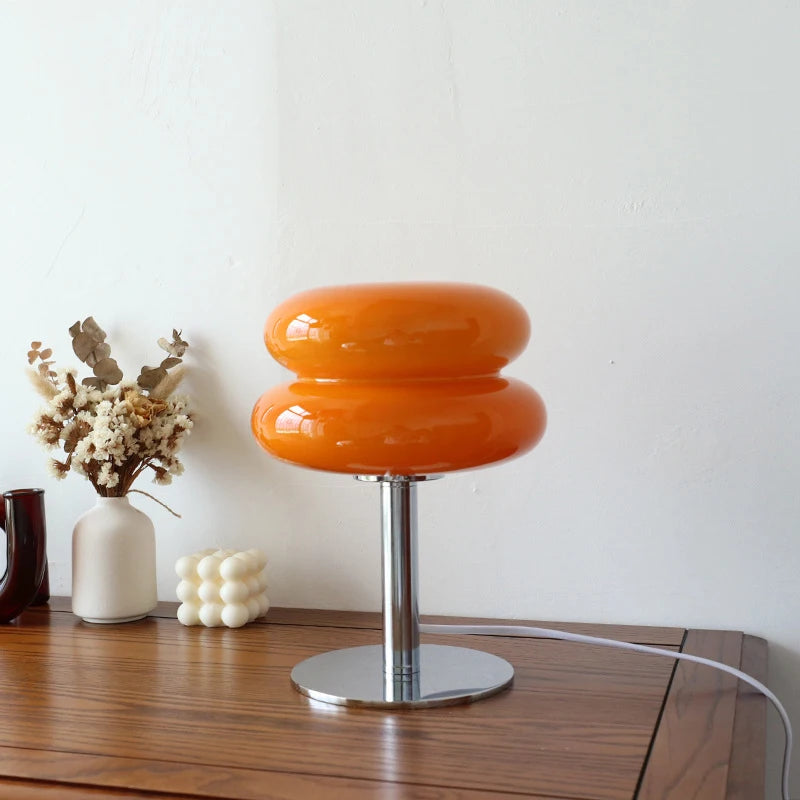 Abajur de Vidro Macaron com Três Níveis de Iluminação Luminária de atmosfera para sala de estar — luz noturna com proteção para os olhos, ideal para decoração de quarto feminino e mesa de cabeceira