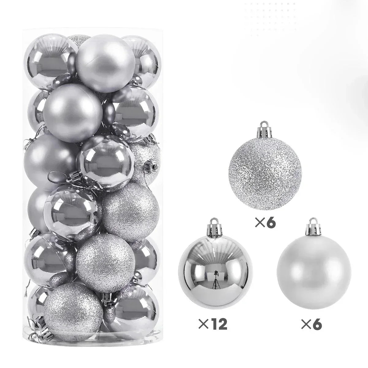 24 peças Bolas de Natal 3/4/6CM Bola Grande Enfeite para Árvore de Natal Pendentes para Decoração de Festa Acessório de Presentes de Natal Ano Novo 2025