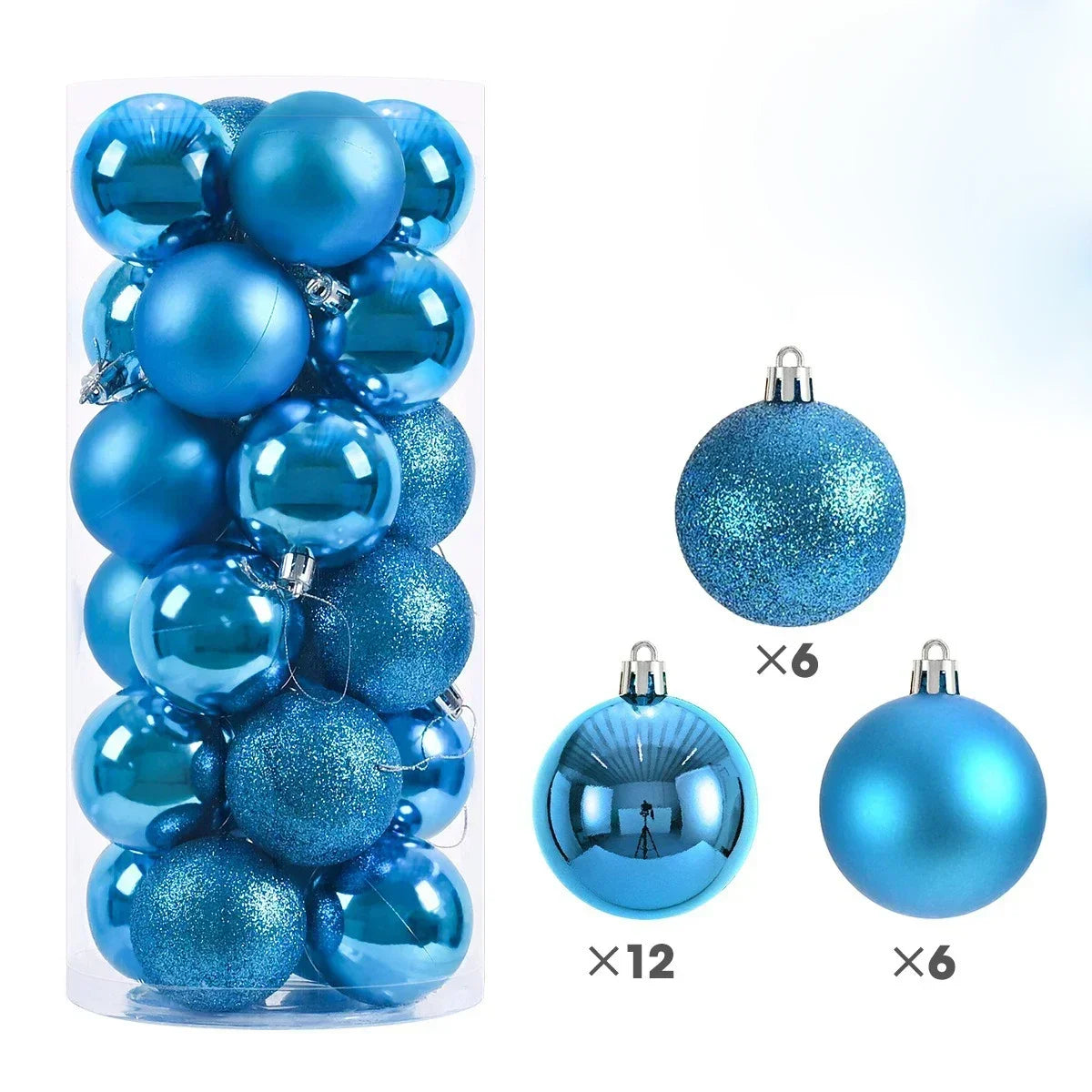 24 peças Bolas de Natal 3/4/6CM Bola Grande Enfeite para Árvore de Natal Pendentes para Decoração de Festa Acessório de Presentes de Natal Ano Novo 2025